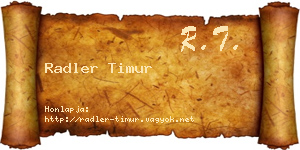 Radler Timur névjegykártya